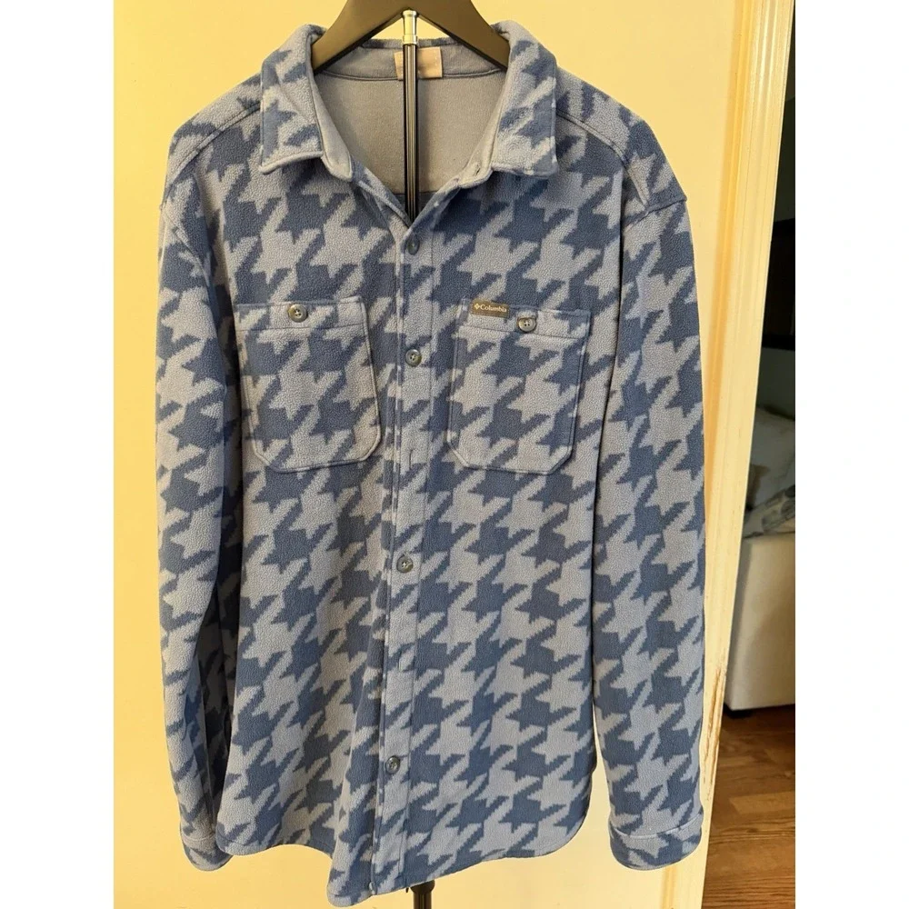 Columbia Fleece mens Size L flare gun fleece Blue Button Up Fleece Jacket